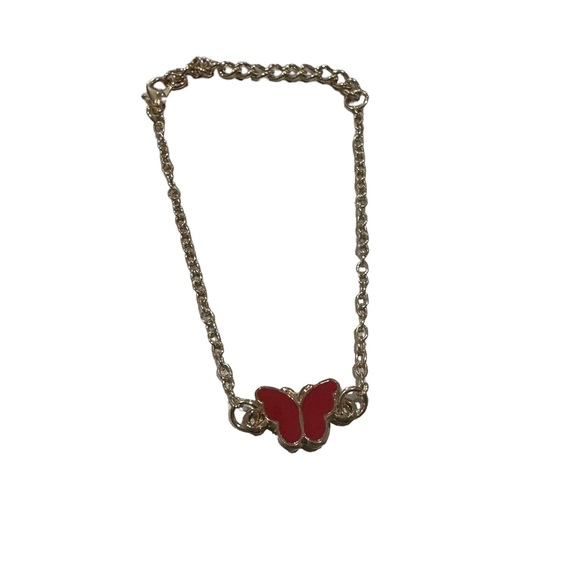 Gold and Red Butterfly Bracelet/Anklet - Picture 2 of 6